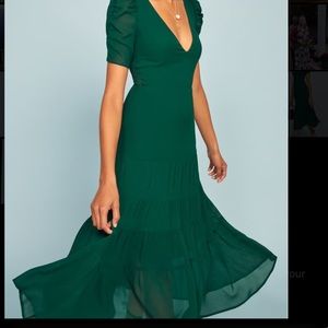 Reformation Cosa Midi Dress (emerald)